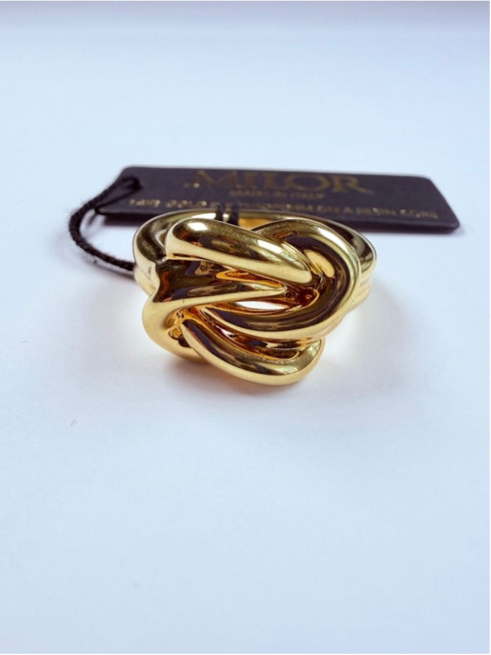 14K Gold Milor Large Dimensional Love Knot Loop Ring Italy BNWT